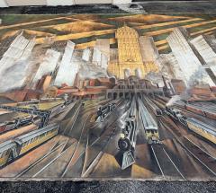 Pierre Bourdelle Monumental Huge 30L New York City Skyline Painting Bourdelle Maloubier 1957 - 4558586