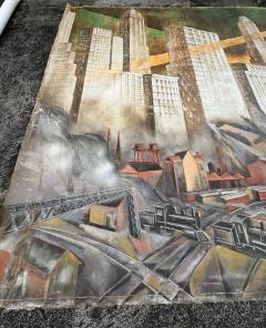 Pierre Bourdelle Monumental Huge 30L New York City Skyline Painting Bourdelle Maloubier 1957 - 4558589