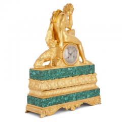 Pierre C sar Honor Pons 19th Century malachite and gilt bronze mantel clock by Honor Pons - 3446626