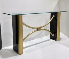 Pierre Cardin 1970s French Art Deco Style Black Gold Console Table Attributed to Pierre Cardin - 3746278