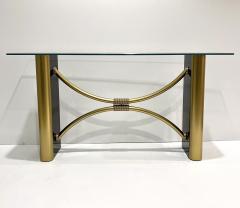 Pierre Cardin 1970s French Art Deco Style Black Gold Console Table Attributed to Pierre Cardin - 3746284