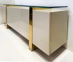 Pierre Cardin Mid century Modern Credenza Brass and Glass Cardin Inspired - 4147051