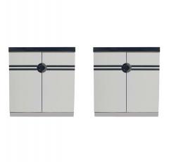 Pierre Cardin Pair of Mid Century Modern White Nightstands by Pierre Cardin in Art Deco Form - 2438598