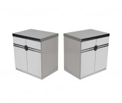 Pierre Cardin Pair of Mid Century Modern White Nightstands by Pierre Cardin in Art Deco Form - 2438609