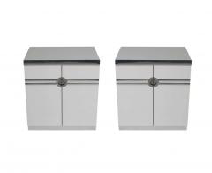 Pierre Cardin Pair of Mid Century Modern White Nightstands by Pierre Cardin in Art Deco Form - 2438610