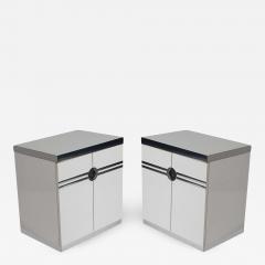 Pierre Cardin Pair of Mid Century Modern White Nightstands by Pierre Cardin in Art Deco Form - 2440434