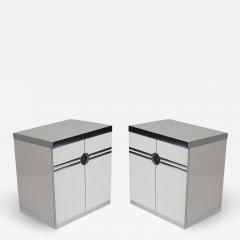 Pierre Cardin Pair of Mid Century Modern White Nightstands by Pierre Cardin in Art Deco Form - 2472777