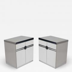 Pierre Cardin Pair of Mid Century Modern White Nightstands by Pierre Cardin in Art Deco Form - 2472777