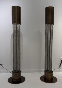 Pierre Cardin Pair of Pierre Cardin 1960s Aged Brass French Mid Century Floor Lamps - 4484393