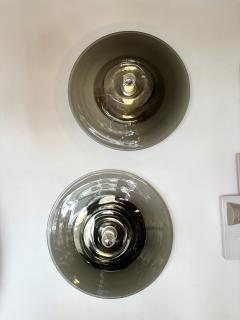 Pierre Cardin Pair of Sconces Smoke Murano Glass by Pierre Cardin for Venini Italy 1970s - 4102797