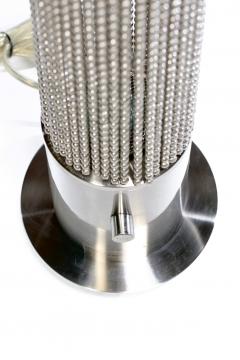 Pierre Cardin Pierre Cardin Cylindrical Stainless Steel Beaded Table Lamp c 1970s - 4507919