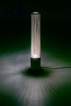 Pierre Cardin Pierre Cardin Cylindrical Stainless Steel Beaded Table Lamp c 1970s - 4507924