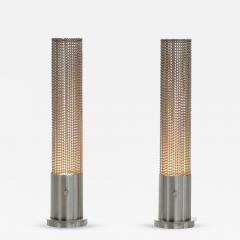 Pierre Cardin Pierre Cardin Cylindrical Stainless Steel Beaded Table Lamps c 1970s - 4351539