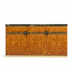 Pierre Cardin Pierre Cardin Mid Century Burlwood and Brass Credenza - 4408615