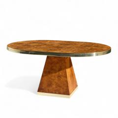 Pierre Cardin Pierre Cardin Mid Century Burlwood and Brass Expanding Dining Table with 1 Leaf - 4409122