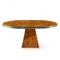 Pierre Cardin Pierre Cardin Mid Century Burlwood and Brass Expanding Dining Table with 1 Leaf - 4409123