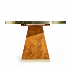 Pierre Cardin Pierre Cardin Mid Century Burlwood and Brass Expanding Dining Table with 1 Leaf - 4409124