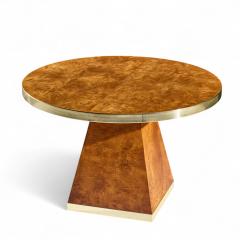 Pierre Cardin Pierre Cardin Mid Century Burlwood and Brass Expanding Dining Table with 1 Leaf - 4409129