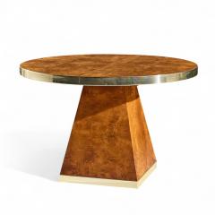 Pierre Cardin Pierre Cardin Mid Century Burlwood and Brass Expanding Dining Table with 1 Leaf - 4409130