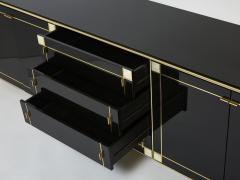 Pierre Cardin Pierre Cardin sideboard brass black lacquered shell inlays 1980s - 2998681