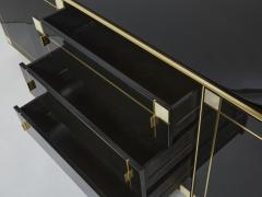 Pierre Cardin Pierre Cardin sideboard brass black lacquered shell inlays 1980s - 2998687