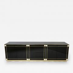 Pierre Cardin Pierre Cardin sideboard brass black lacquered shell inlays 1980s - 3002245