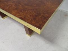 Pierre Cardin Spectacular Pierre Cardin Burled and Brass Dining Table Mid Century Modern - 1646095