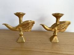 Pierre Casenove Pair of Gilt Bird Candle Holders by Pierre Casenove for Fondica France 1980s - 2176628