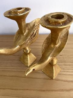 Pierre Casenove Pair of Gilt Bird Candle Holders by Pierre Casenove for Fondica France 1980s - 2176631