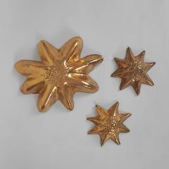 Pierre Casenove SET OF 3 GOLDEN STARS Glazed ceramic wall sculptures - 2297467
