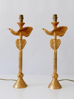 Pierre Casenove Set of Two Gilt Bronze Dove Table Lamps by Pierre Casenove for Fondica France - 1804872