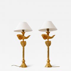 Pierre Casenove Set of Two Gilt Bronze Dove Table Lamps by Pierre Casenove for Fondica France - 1805508