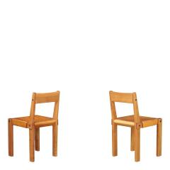 Pierre Chapo 1970 PIERRE CHAPO Model S24 elmwood and leather side chair - 4624832