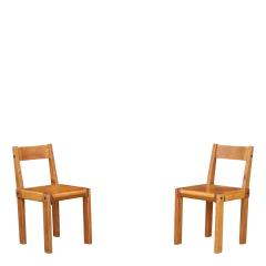 Pierre Chapo 1970 PIERRE CHAPO Model S24 elmwood and leather side chair - 4624833