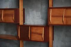 Pierre Chapo Mid century Modern Wall Unit in the Style of Charlotte Perriand France 1970s - 3896835