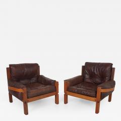 Pierre Chapo Pair of Leather Club Chairs by Pierre Chapo - 259717