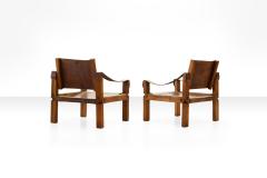 Pierre Chapo Pair of Pierre Chapo S10 Easy Chairs in Cognac Leather and Oak France 1960s - 922058