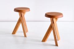 Pierre Chapo Pair of Pierre Chapo S31 Stools in Solid Elm Chapo Creation France - 2091158