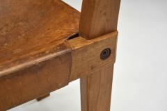 Pierre Chapo Pierre Chapo Model S24 Elm and Leather Chair France ca 1960s - 4216523