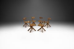Pierre Chapo Pierre Chapo Set of Six S34 Elm Wood Chairs France 1960s - 2874136