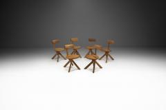 Pierre Chapo Pierre Chapo Set of Six S34 Elm Wood Chairs France 1960s - 2874137