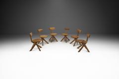 Pierre Chapo Pierre Chapo Set of Six S34 Elm Wood Chairs France 1960s - 2874138