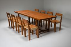 Pierre Chapo Pierre Chapo dining set with T01D table and S24 chairs in solid elm 1960s - 1939182