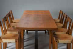 Pierre Chapo Pierre Chapo dining set with T01D table and S24 chairs in solid elm 1960s - 1939196