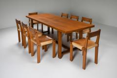 Pierre Chapo Pierre Chapo dining set with T01D table and S24 chairs in solid elm 1960s - 1939197