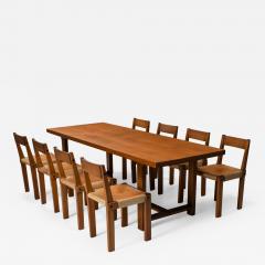 Pierre Chapo Pierre Chapo dining set with T01D table and S24 chairs in solid elm 1960s - 1940463