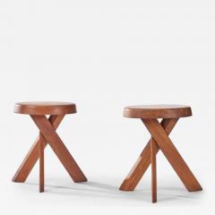 Pierre Chapo S31A pair of stools solid elm - 4034018