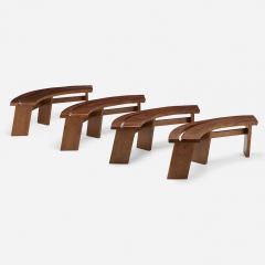 Pierre Chapo SET OF 4 ELMWOOD BENCHES MODEL S38 BY PIERRE CHAPO - 3212674
