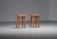 Pierre Chapo Set of 2 Pierre Chapo Stools S01 patinated old version in Elm France 1970s - 3927898