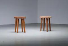 Pierre Chapo Set of 2 Pierre Chapo Stools S01 patinated old version in Elm France 1970s - 3927903